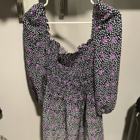 NWT Maje purple/black floral print linen dress M - Picture 3 of 6